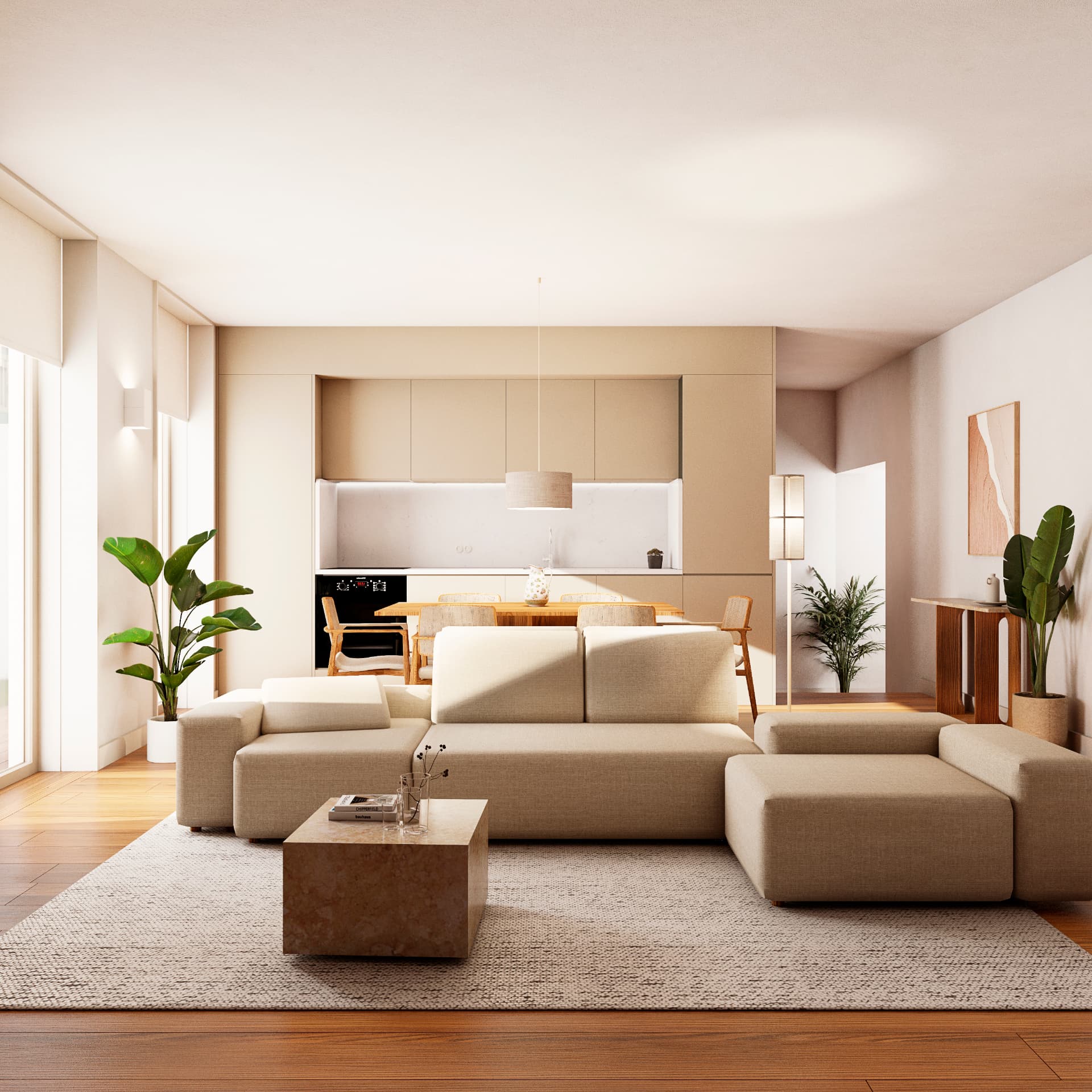 Open-plan living and dining area in a REPUBLICA apartment