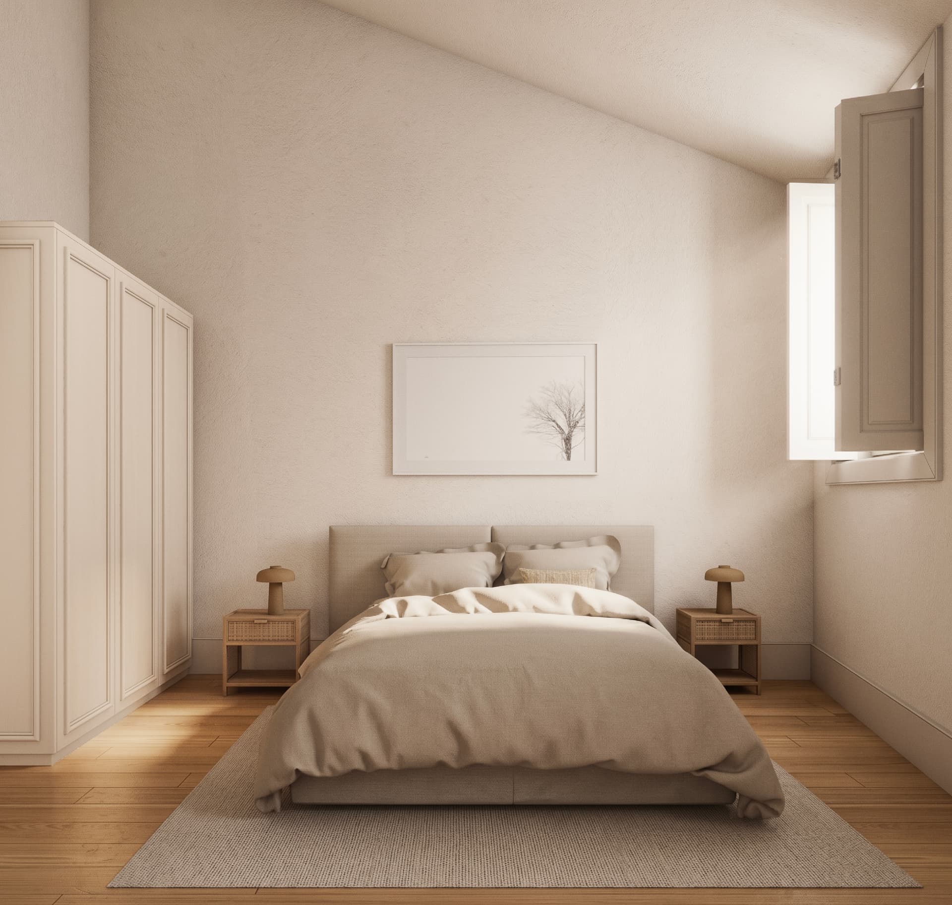 Top-floor bedroom under a sloped ceiling at SANTA CATARINA