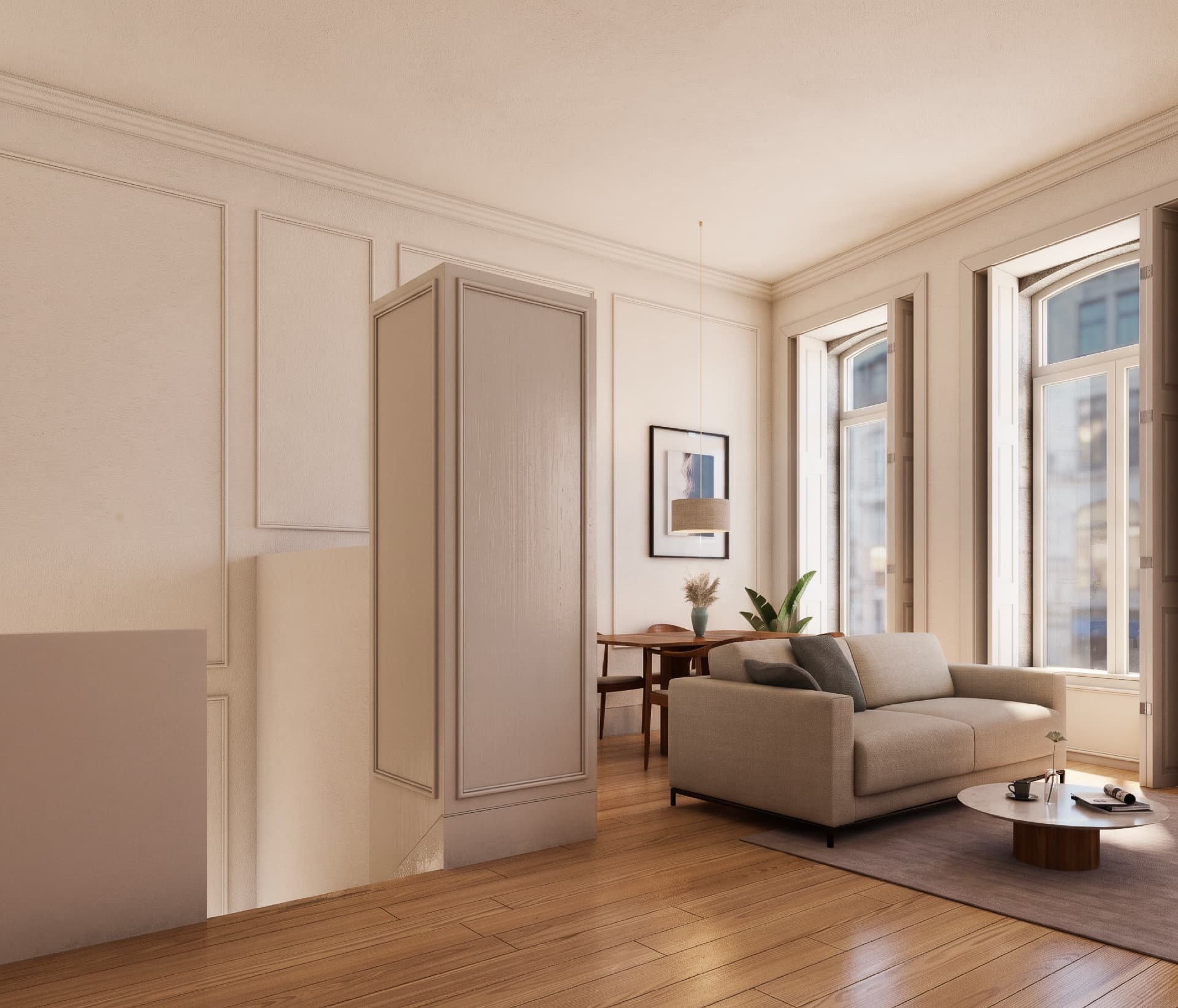 Living room with arched windows at SANTA CATARINA